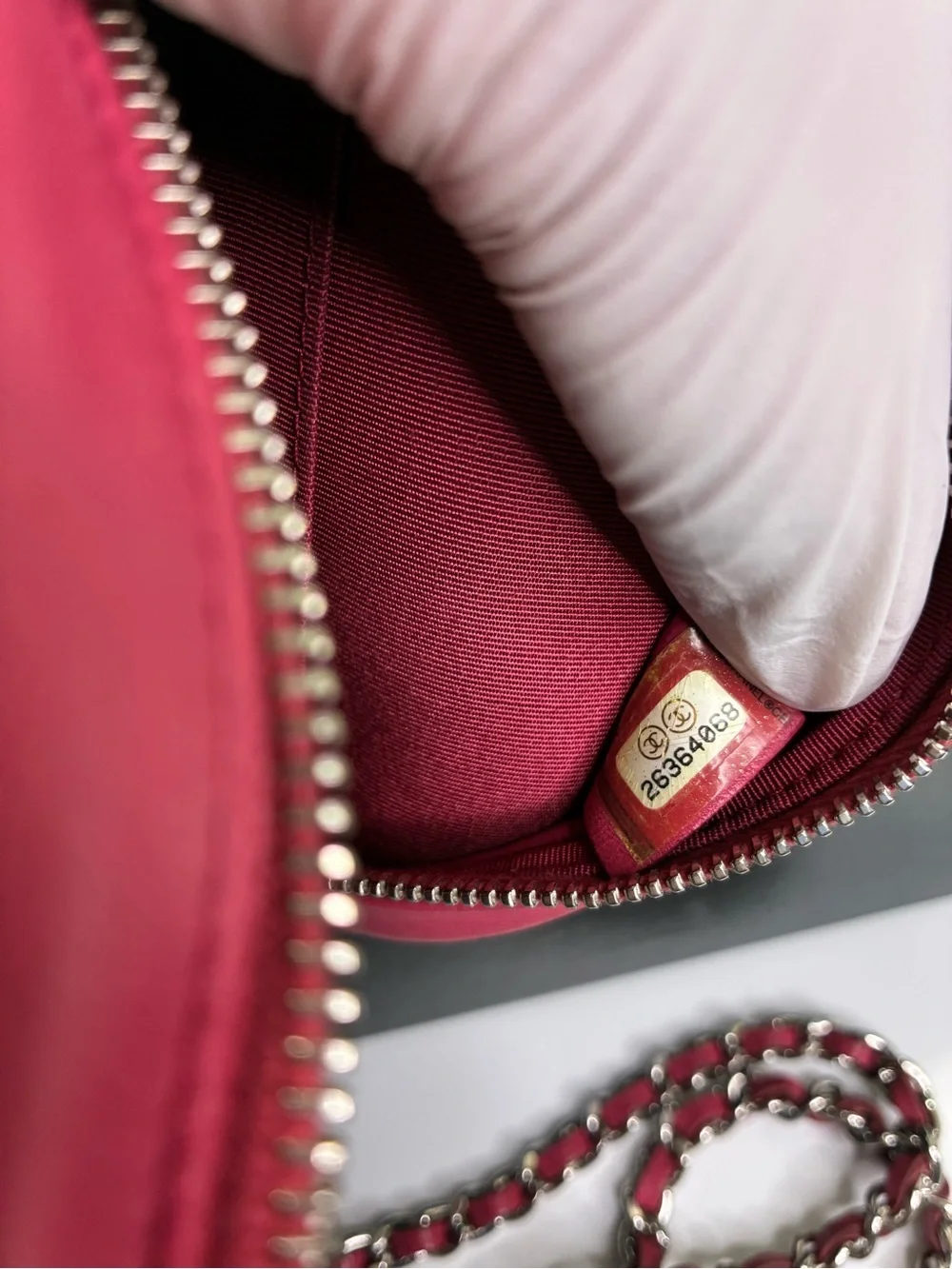 CHANEL Pink Quilted Round Crossbody Bag with Chain Strap